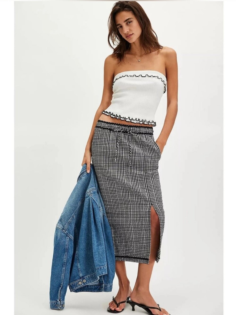 Free People Penelope midi gingham skirt, small